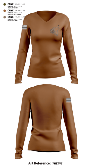 Women's Long Sleeve Vneck Shirt, Dirty Dawgz, National Guard, Teamtime, Team time, sublimation, custom sports apparel, team uniforms, spirit wear, spiritwear, sports uniforms, custom shirts, team store, custom team store, fundraiser sports, apparel fundraiser