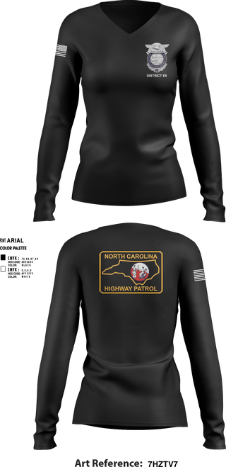 Women's Long Sleeve Vneck Shirt, District E5, Police, Teamtime, Team time, sublimation, custom sports apparel, team uniforms, spirit wear, spiritwear, sports uniforms, custom shirts, team store, custom team store, fundraiser sports, apparel fundraiser