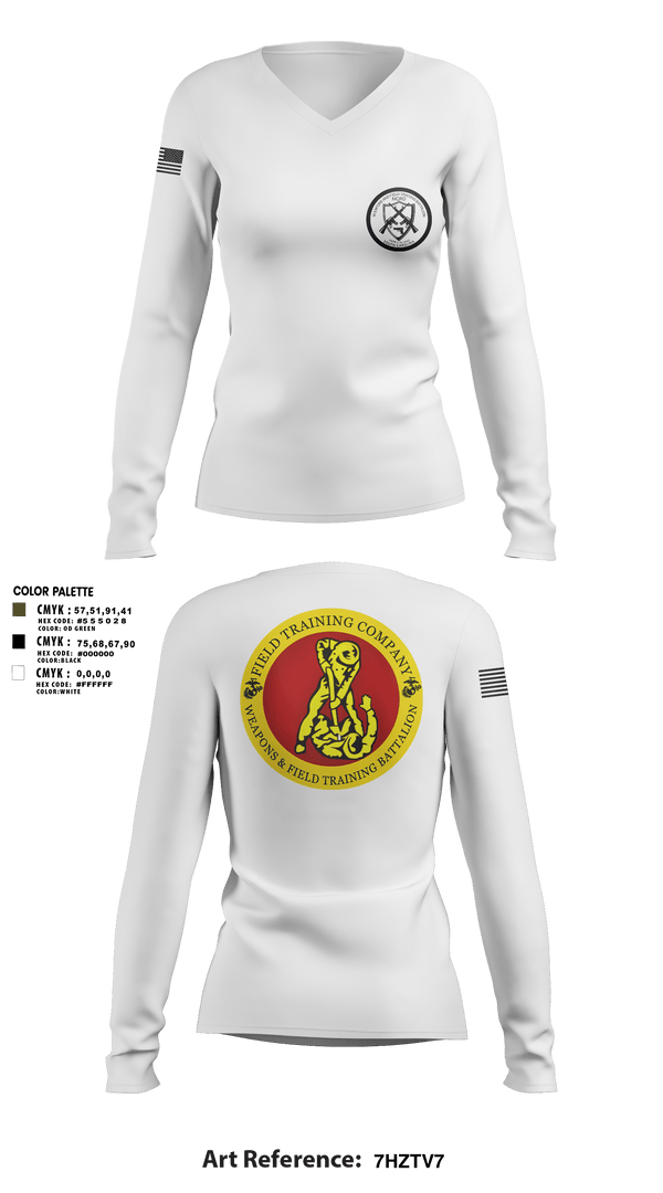 Women's Long Sleeve Vneck Shirt, Weapons Field Training, , Teamtime, Team time, sublimation, custom sports apparel, team uniforms, spirit wear, spiritwear, sports uniforms, custom shirts, team store, custom team store, fundraiser sports, apparel fundraiser
