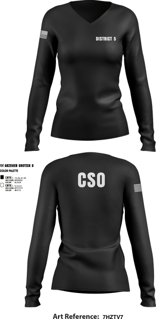 Women's Long Sleeve Vneck Shirt, District 5 CSO, Police, Teamtime, Team time, sublimation, custom sports apparel, team uniforms, spirit wear, spiritwear, sports uniforms, custom shirts, team store, custom team store, fundraiser sports, apparel fundraiser