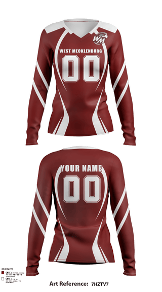 Women's Long Sleeve Vneck Shirt, West Mecklenburg High School Volleyball, Women's Volleyball, Teamtime, Team time, sublimation, custom sports apparel, team uniforms, spirit wear, spiritwear, sports uniforms, custom shirts, team store, custom team store, fundraiser sports, apparel fundraiser