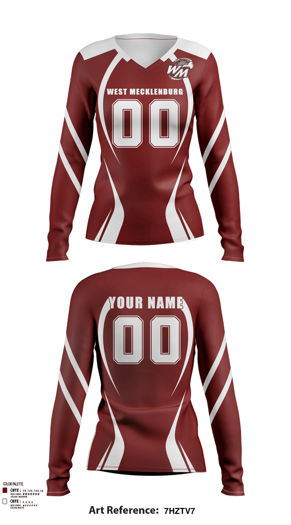 Women's Long Sleeve Vneck Shirt, West Mecklenburg High School Volleyball, Women's Volleyball, Teamtime, Team time, sublimation, custom sports apparel, team uniforms, spirit wear, spiritwear, sports uniforms, custom shirts, team store, custom team store, fundraiser sports, apparel fundraiser