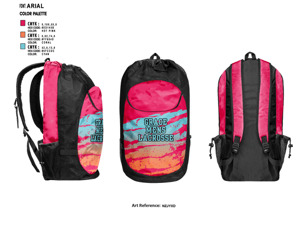 Gear Bag, Grace, Men's Lacrosse, Teamtime, Team time, sublimation, custom sports apparel, team uniforms, spirit wear, spiritwear, sports uniforms, custom shirts, team store, custom team store, fundraiser sports, apparel fundraiser