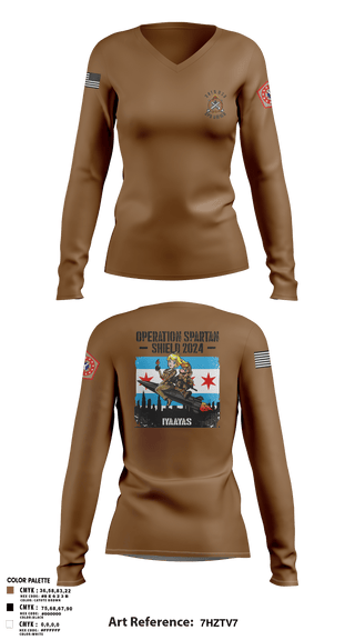 Women's Long Sleeve Vneck Shirt, 34th DSB, Army, Teamtime, Team time, sublimation, custom sports apparel, team uniforms, spirit wear, spiritwear, sports uniforms, custom shirts, team store, custom team store, fundraiser sports, apparel fundraiser
