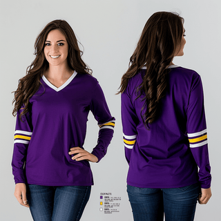 Women's Long Sleeve Vneck Shirt, Norwalk Girls Flag Football, Football, Teamtime, Team time, sublimation, custom sports apparel, team uniforms, spirit wear, spiritwear, sports uniforms, custom shirts, team store, custom team store, fundraiser sports, apparel fundraiser