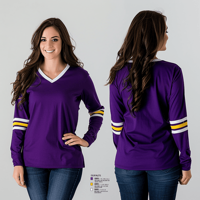 Norwalk Girls Flag Football 63158506 Women's Long Sleeve V-neck Shirt - 2