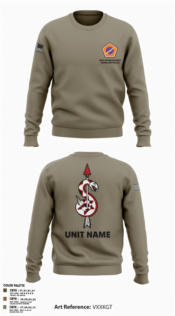 Crew Neck Sweatshirt, 98th Expeditionary Signal Battalion, Army, Teamtime, Team time, sublimation, custom sports apparel, team uniforms, spirit wear, spiritwear, sports uniforms, custom shirts, team store, custom team store, fundraiser sports, apparel fundraiser