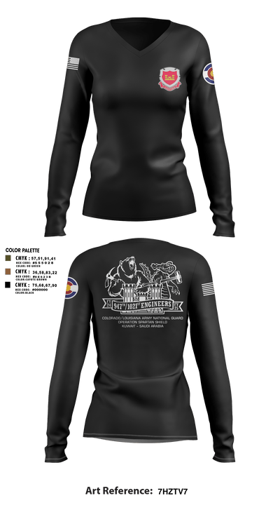 947th EVCC 3450605 Women's Long Sleeve V-neck Shirt - 3