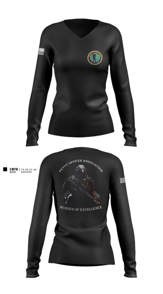 Women's Long Sleeve Vneck Shirt, Center for Security Forces Detachment Chesapeake, Navy, Teamtime, Team time, sublimation, custom sports apparel, team uniforms, spirit wear, spiritwear, sports uniforms, custom shirts, team store, custom team store, fundraiser sports, apparel fundraiser