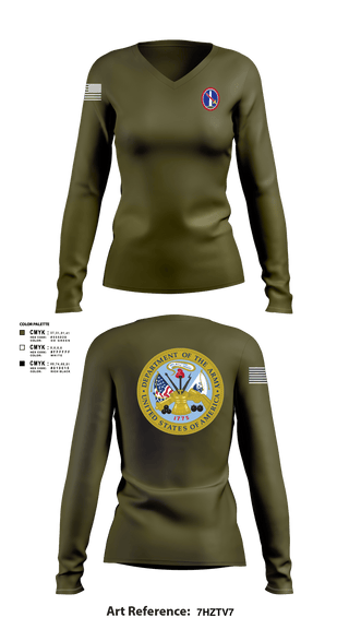 Women's Long Sleeve Vneck Shirt, MDW, Army, Teamtime, Team time, sublimation, custom sports apparel, team uniforms, spirit wear, spiritwear, sports uniforms, custom shirts, team store, custom team store, fundraiser sports, apparel fundraiser
