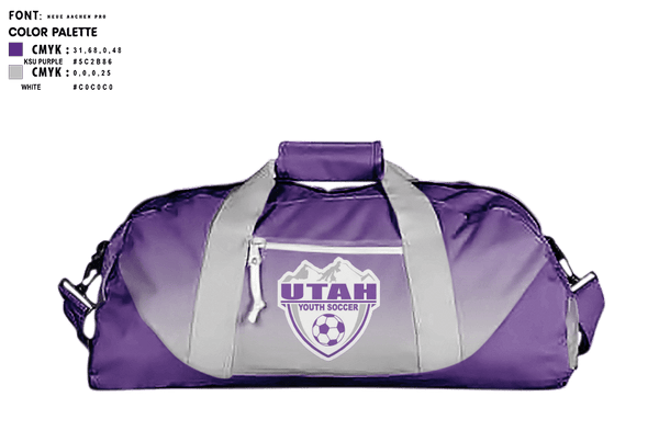 Duffle Bag, Utah Youth Soccer Association, Men's Soccer, Teamtime, Team time, sublimation, custom sports apparel, team uniforms, spirit wear, spiritwear, sports uniforms, custom shirts, team store, custom team store, fundraiser sports, apparel fundraiser