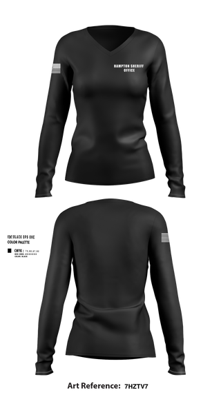 Women's Long Sleeve Vneck Shirt, Hampton sheriff office, , Teamtime, Team time, sublimation, custom sports apparel, team uniforms, spirit wear, spiritwear, sports uniforms, custom shirts, team store, custom team store, fundraiser sports, apparel fundraiser
