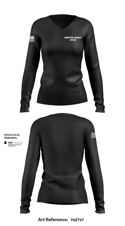 Hampton sheriff office 11195878 Women's Long Sleeve V-neck Shirt - 1