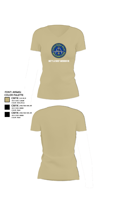 Battleship misssouri 47283625 Women's Short Sleeve V-neck Shirt - 80