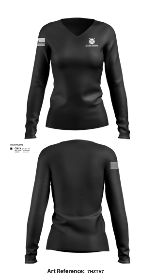 Women's Long Sleeve Vneck Shirt, ALLIED TRADES, National Guard, Teamtime, Team time, sublimation, custom sports apparel, team uniforms, spirit wear, spiritwear, sports uniforms, custom shirts, team store, custom team store, fundraiser sports, apparel fundraiser