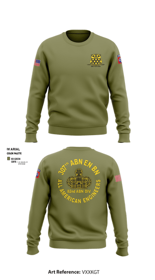 Crew Neck Sweatshirt, 307th Airborne Engineers Battalion, , Teamtime, Team time, sublimation, custom sports apparel, team uniforms, spirit wear, spiritwear, sports uniforms, custom shirts, team store, custom team store, fundraiser sports, apparel fundraiser