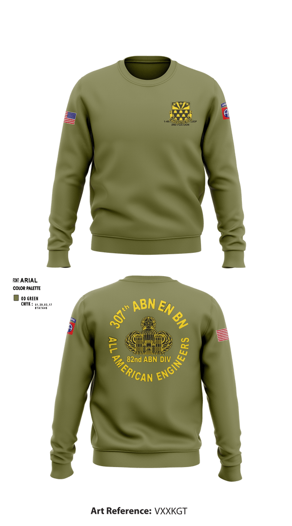 Crew Neck Sweatshirt, 307th Airborne Engineers Battalion, , Teamtime, Team time, sublimation, custom sports apparel, team uniforms, spirit wear, spiritwear, sports uniforms, custom shirts, team store, custom team store, fundraiser sports, apparel fundraiser