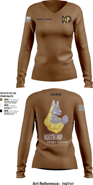Women's Long Sleeve Vneck Shirt, 905th MP DET, Army, Teamtime, Team time, sublimation, custom sports apparel, team uniforms, spirit wear, spiritwear, sports uniforms, custom shirts, team store, custom team store, fundraiser sports, apparel fundraiser