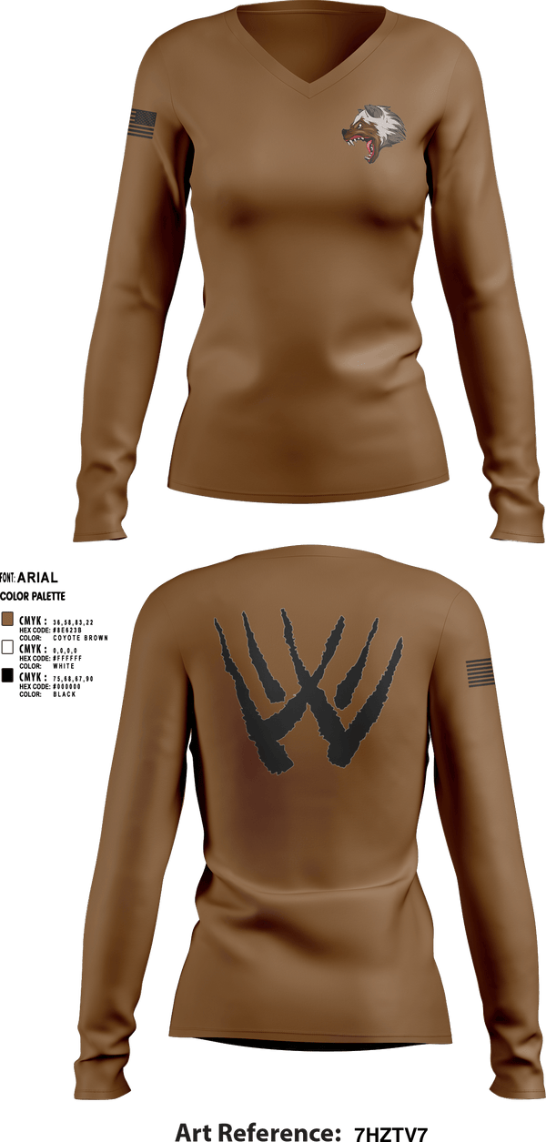 Women's Long Sleeve Vneck Shirt, Wolverines, Army, Teamtime, Team time, sublimation, custom sports apparel, team uniforms, spirit wear, spiritwear, sports uniforms, custom shirts, team store, custom team store, fundraiser sports, apparel fundraiser