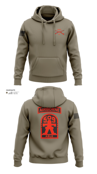 Hoodie, 3-509th Parachute Infantry BN Able Nation, , Teamtime, Team time, sublimation, custom sports apparel, team uniforms, spirit wear, spiritwear, sports uniforms, custom shirts, team store, custom team store, fundraiser sports, apparel fundraiser