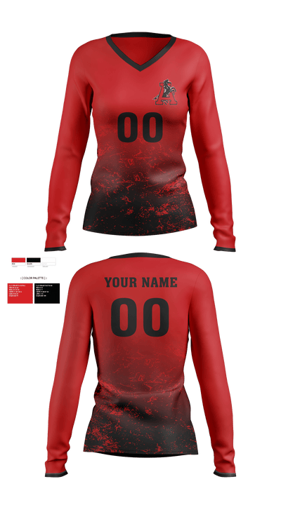 Assumption High School Volleyball 46770646 Women's Long Sleeve V-neck Shirt - 1