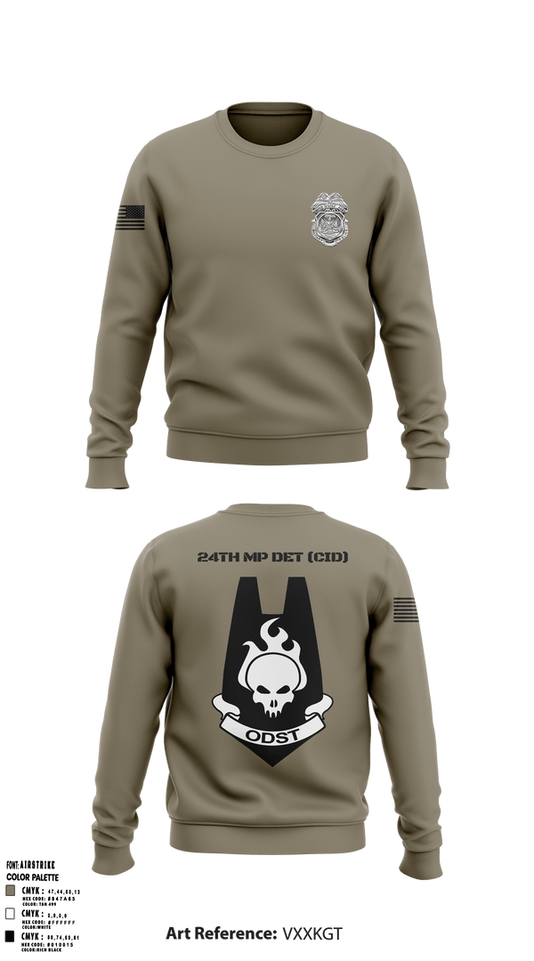 Crew Neck Sweatshirt, 24th MP DET CID, Army, Teamtime, Team time, sublimation, custom sports apparel, team uniforms, spirit wear, spiritwear, sports uniforms, custom shirts, team store, custom team store, fundraiser sports, apparel fundraiser