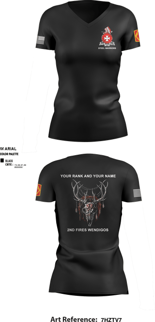 Women's Short Sleeve Vneck Shirt, Bravo 1st BN 14th FAR, Army, Teamtime, Team time, sublimation, custom sports apparel, team uniforms, spirit wear, spiritwear, sports uniforms, custom shirts, team store, custom team store, fundraiser sports, apparel fundraiser