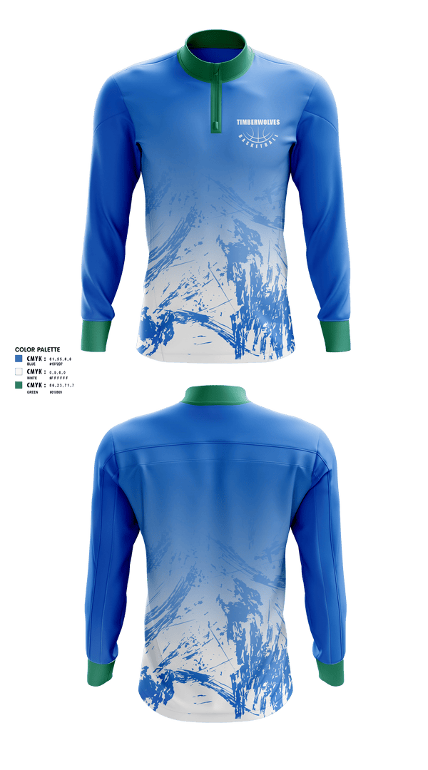 Quarter Zip Jacket, Timberwolves, Men's Basketball, Teamtime, Team time, sublimation, custom sports apparel, team uniforms, spirit wear, spiritwear, sports uniforms, custom shirts, team store, custom team store, fundraiser sports, apparel fundraiser