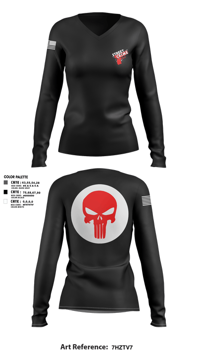 Street Crimes 67705015 Women's Long Sleeve V-neck Shirt - 3