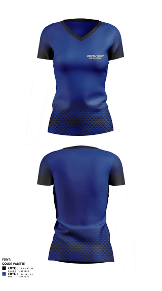Women's Short Sleeve Vneck Shirt, south high, Track & Field, Teamtime, Team time, sublimation, custom sports apparel, team uniforms, spirit wear, spiritwear, sports uniforms, custom shirts, team store, custom team store, fundraiser sports, apparel fundraiser