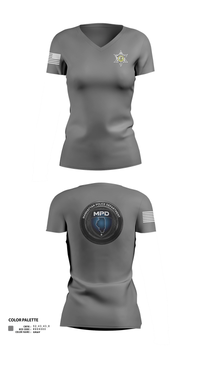 Manhattan Police Department 25505954 Women's Short Sleeve V-neck Shirt - 141
