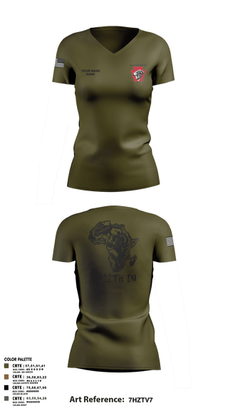 Women's Short Sleeve Vneck Shirt, Charger Co. / 2-112th Infantry Battalion, National Guard, Teamtime, Team time, sublimation, custom sports apparel, team uniforms, spirit wear, spiritwear, sports uniforms, custom shirts, team store, custom team store, fundraiser sports, apparel fundraiser