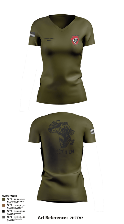 Charger Co. / 2-112th Infantry Battalion 37738588 Women's Short Sleeve V-neck Shirt - 67