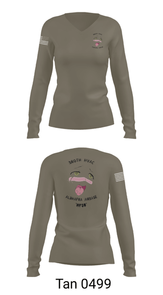 Women's Long Sleeve Vneck Shirt, 380th HVAC, , Teamtime, Team time, sublimation, custom sports apparel, team uniforms, spirit wear, spiritwear, sports uniforms, custom shirts, team store, custom team store, fundraiser sports, apparel fundraiser