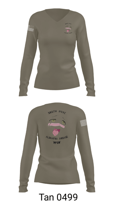 380th HVAC 14161864 Women's Long Sleeve V-neck Shirt - 77
