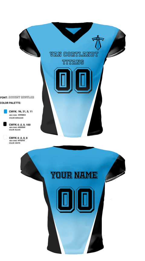 Football Jersey, Van Cortlandt Titans Football, Football, Teamtime, Team time, sublimation, custom sports apparel, team uniforms, spirit wear, spiritwear, sports uniforms, custom shirts, team store, custom team store, fundraiser sports, apparel fundraiser