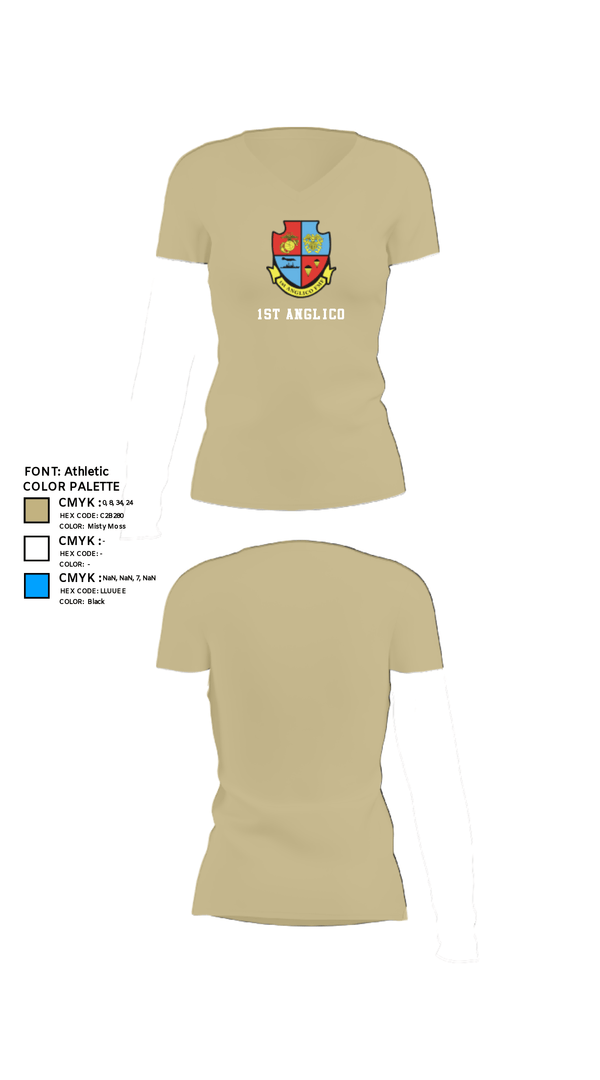 Women's Short Sleeve Vneck Shirt, 1st Anglico, , Teamtime, Team time, sublimation, custom sports apparel, team uniforms, spirit wear, spiritwear, sports uniforms, custom shirts, team store, custom team store, fundraiser sports, apparel fundraiser