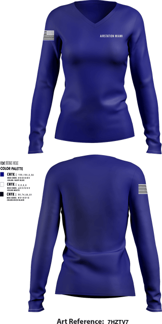Women's Long Sleeve Vneck Shirt, AIRSTATION MIAMI, , Teamtime, Team time, sublimation, custom sports apparel, team uniforms, spirit wear, spiritwear, sports uniforms, custom shirts, team store, custom team store, fundraiser sports, apparel fundraiser