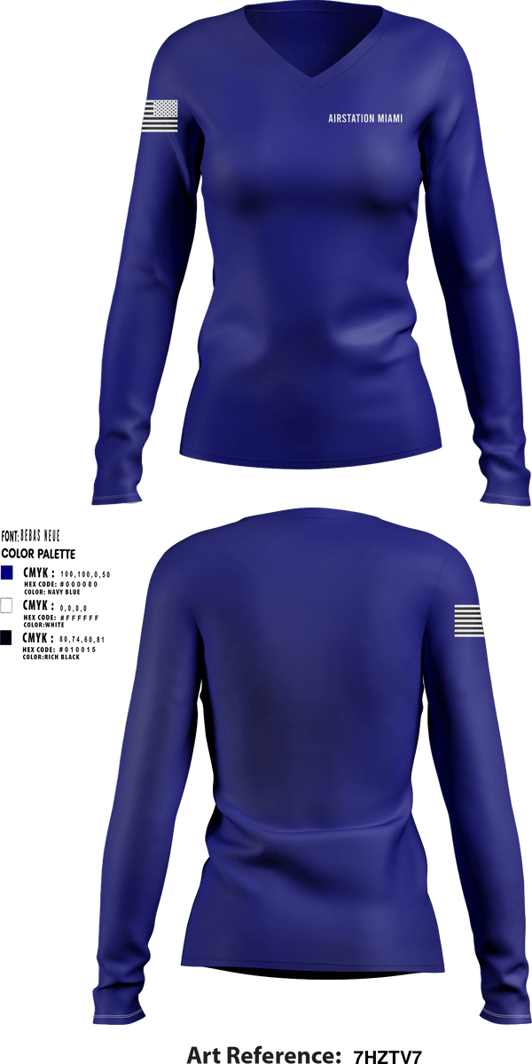 Women's Long Sleeve Vneck Shirt, AIRSTATION MIAMI, , Teamtime, Team time, sublimation, custom sports apparel, team uniforms, spirit wear, spiritwear, sports uniforms, custom shirts, team store, custom team store, fundraiser sports, apparel fundraiser