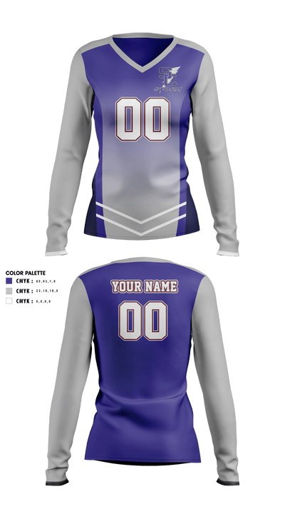 Stuart W Cramer High School Volleyball 87218766 Women's Long Sleeve V-neck Shirt - 40