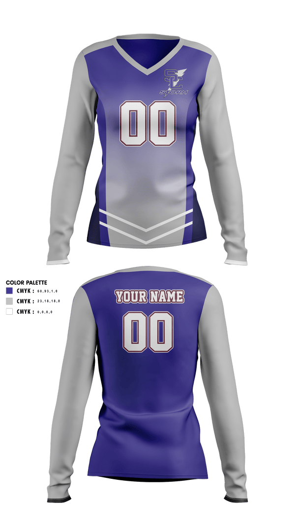 Women's Long Sleeve Vneck Shirt, Stuart W Cramer High School Volleyball, Women's Volleyball, Teamtime, Team time, sublimation, custom sports apparel, team uniforms, spirit wear, spiritwear, sports uniforms, custom shirts, team store, custom team store, fundraiser sports, apparel fundraiser