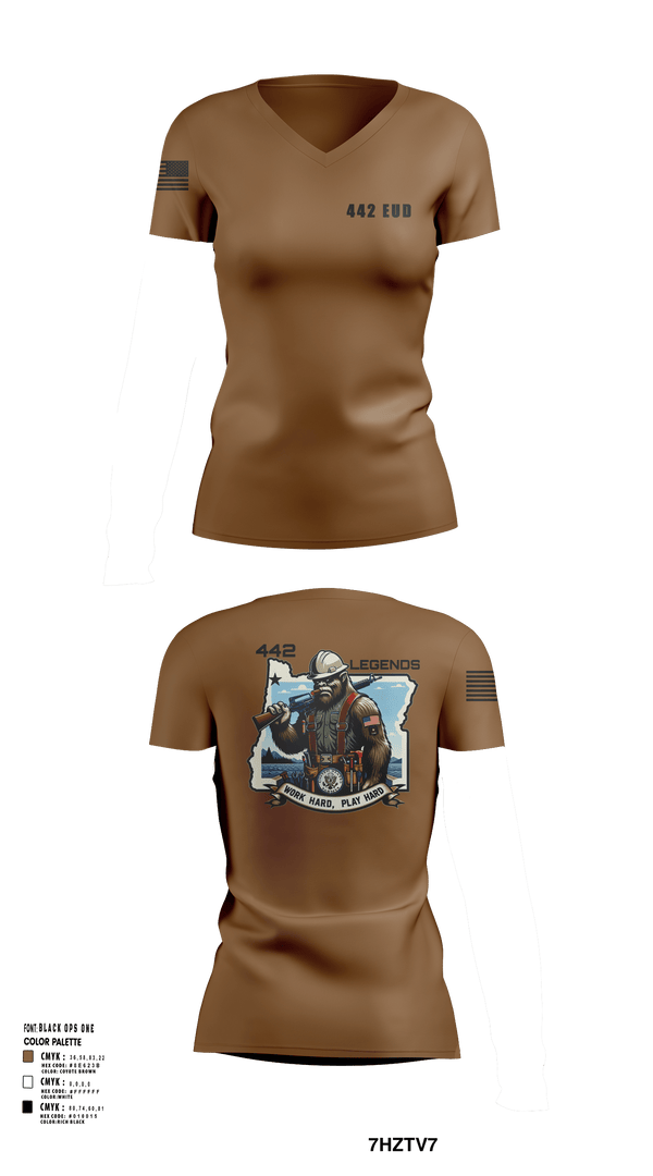 Women's Short Sleeve Vneck Shirt, 442 EUD, National Guard, Teamtime, Team time, sublimation, custom sports apparel, team uniforms, spirit wear, spiritwear, sports uniforms, custom shirts, team store, custom team store, fundraiser sports, apparel fundraiser