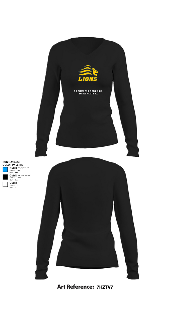Women's Long Sleeve Vneck Shirt, Big Valley Christian High School Volleyball, Women's Volleyball, Teamtime, Team time, sublimation, custom sports apparel, team uniforms, spirit wear, spiritwear, sports uniforms, custom shirts, team store, custom team store, fundraiser sports, apparel fundraiser