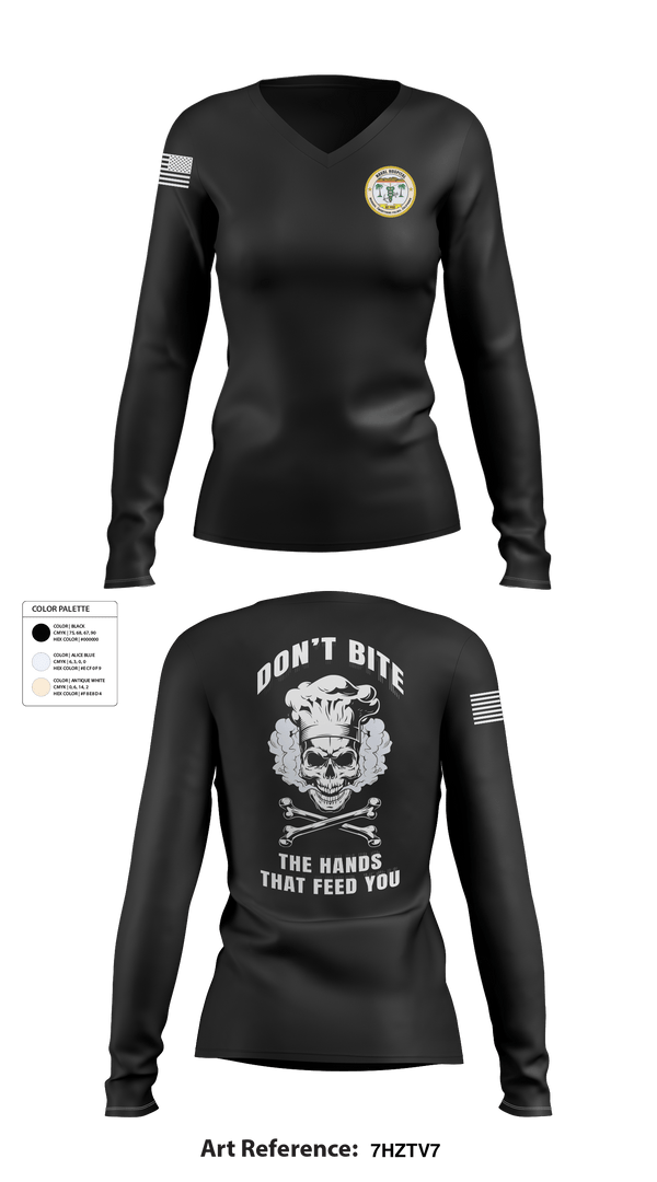 Women's Long Sleeve Vneck Shirt, NMRTC 29 PALMS, Navy, Teamtime, Team time, sublimation, custom sports apparel, team uniforms, spirit wear, spiritwear, sports uniforms, custom shirts, team store, custom team store, fundraiser sports, apparel fundraiser