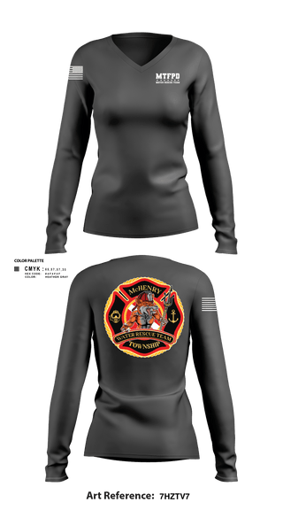 Women's Long Sleeve Vneck Shirt, MTFPD Water Rescue Teams, Fire Department, Teamtime, Team time, sublimation, custom sports apparel, team uniforms, spirit wear, spiritwear, sports uniforms, custom shirts, team store, custom team store, fundraiser sports, apparel fundraiser