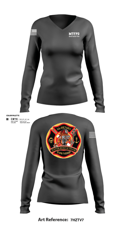 MTFPD Water Rescue Teams 62483869 Women's Long Sleeve V-neck Shirt - 5