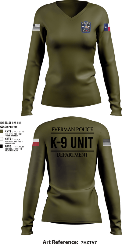 K9-Unit 77212274 Women's Long Sleeve V-neck Shirt - 1