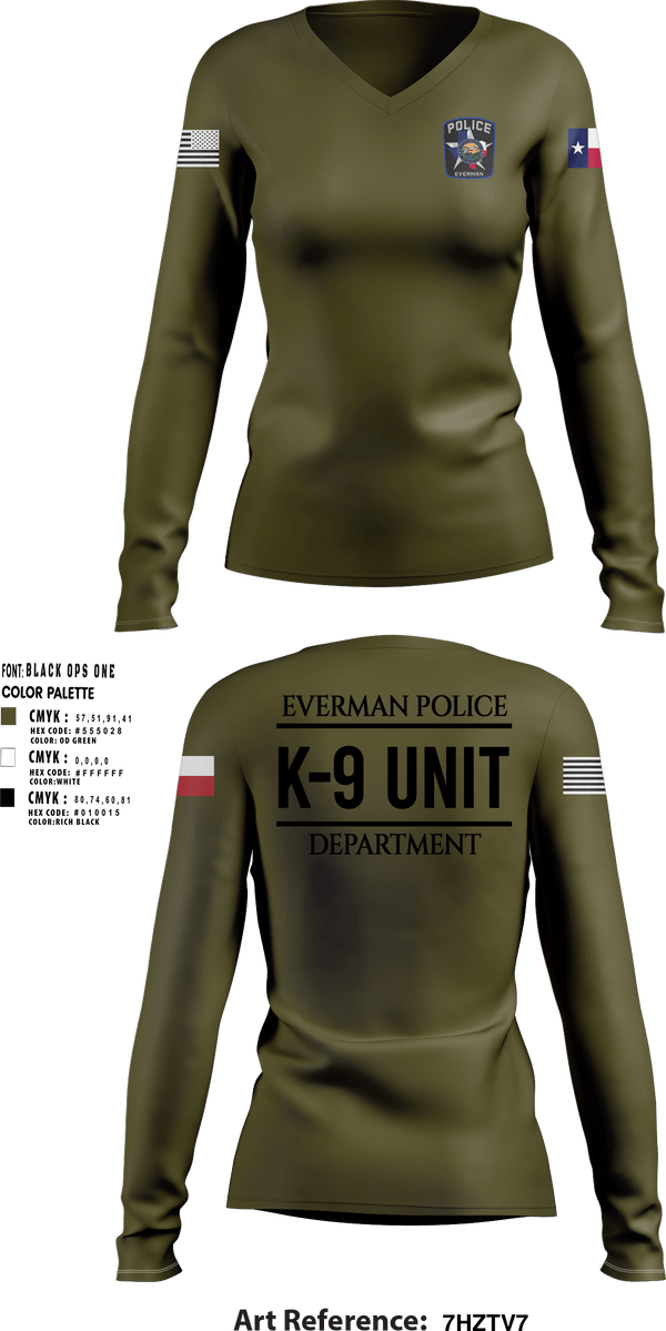 Women's Long Sleeve Vneck Shirt, K9-Unit, Police, Teamtime, Team time, sublimation, custom sports apparel, team uniforms, spirit wear, spiritwear, sports uniforms, custom shirts, team store, custom team store, fundraiser sports, apparel fundraiser