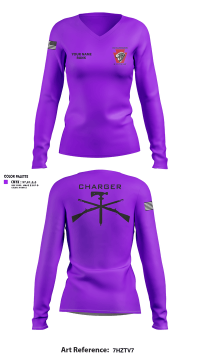 Charger Co. / 2-112th Infantry Battalion 37738588 Women's Long Sleeve V-neck Shirt - 5