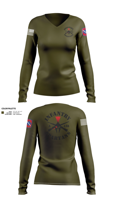 Alpha Company 1-138th Infantry Regiment 86891833 Women's Long Sleeve V-neck Shirt - 201
